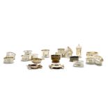 A mixed group of silver napkin rings, including a set of four, Birmingham 1930, with engine-turned d