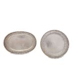 A suite of two early 20th century Chinese export silver trays, possibly Hong Kong