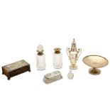 A mixed group of antique silver items, including a late 19th/early 20th century German match box hol