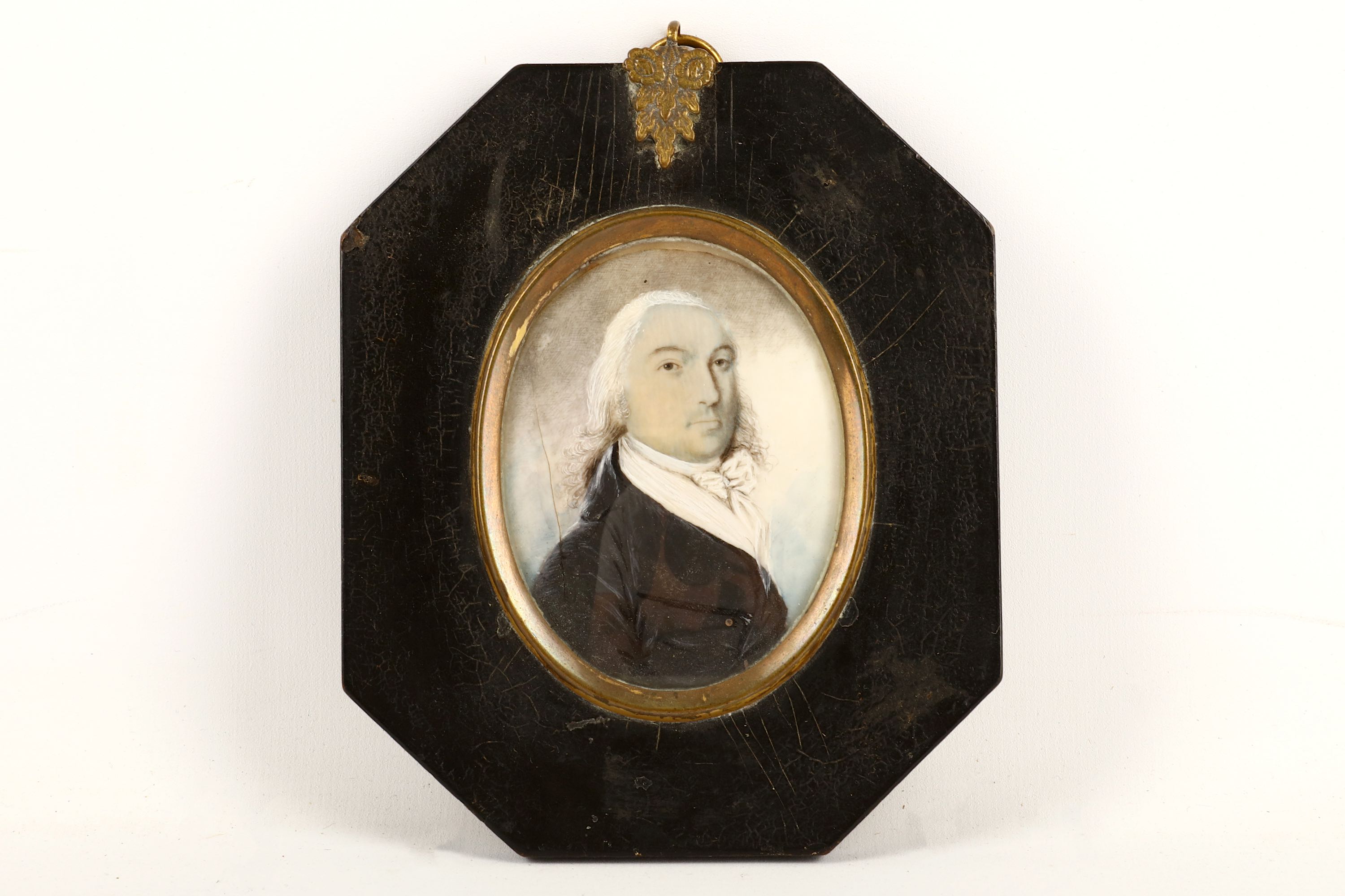 A collection of miniature paintings, 19th and 20th Century, including two overpainted prints, two - Image 4 of 6