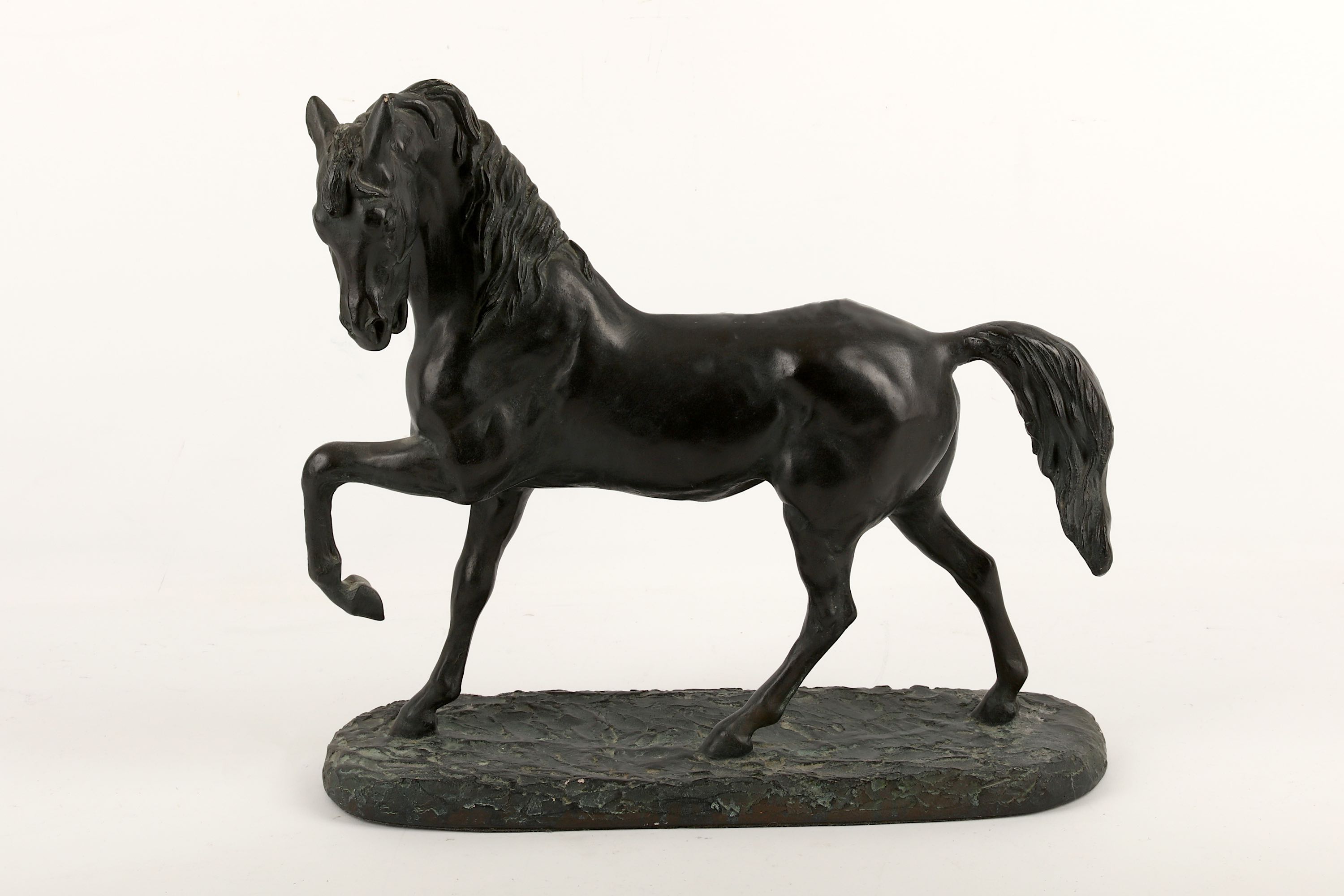 A bronzed composition model of the racehorse Leclerc, 39cm high