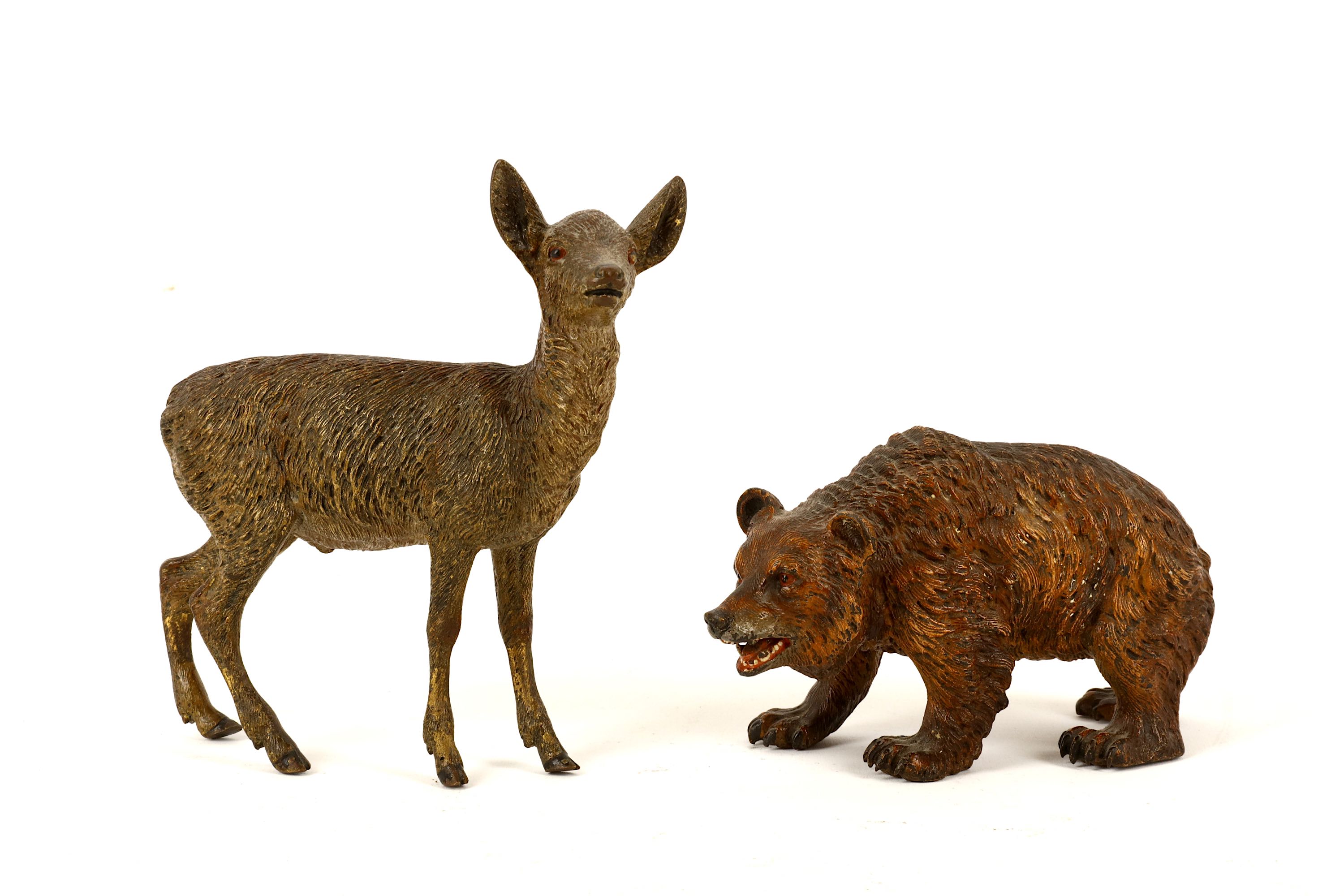 Franz Bergman (Austrian, 1861-1936), two cold painted bronze models of animals, one naturalistically