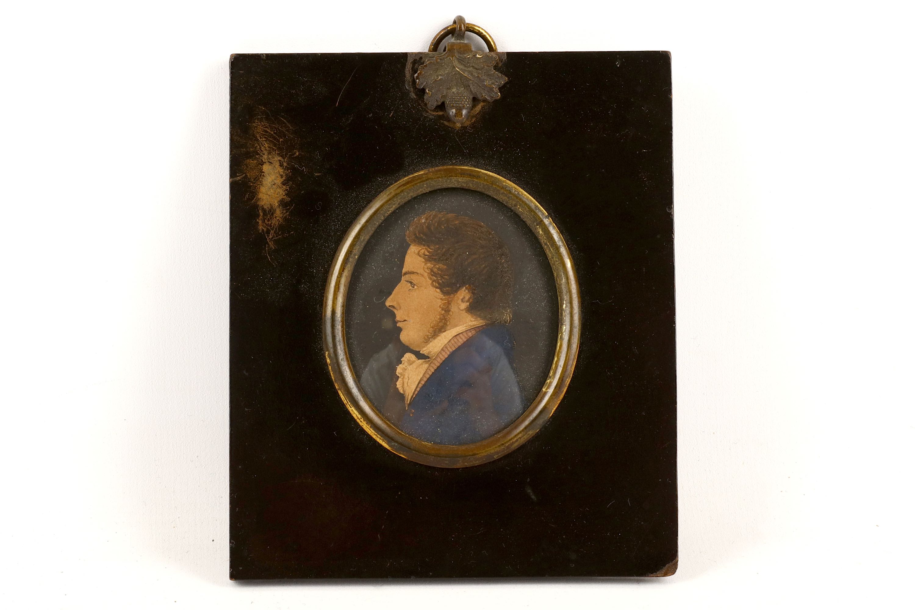 A collection of miniature paintings, 19th and 20th Century, including two overpainted prints, two - Image 2 of 6
