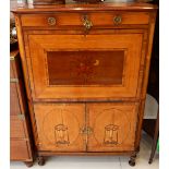 A Dutch mahogany Secretaire a Abbatant, 18th Century, rosewood banded and marquetry inlaid with