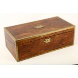 A good quality mahogany and brass inlaid writing slope, early 19th Century, with fitted interior and