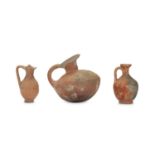 THREE ANCIENT POTTERY VESSELS Including a small te