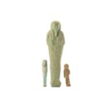 TWO GLAZED COMPOSITION SHABTIS Including a Late Dy