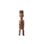 A WOOD FIGURE With slightly bent knees, the figure
