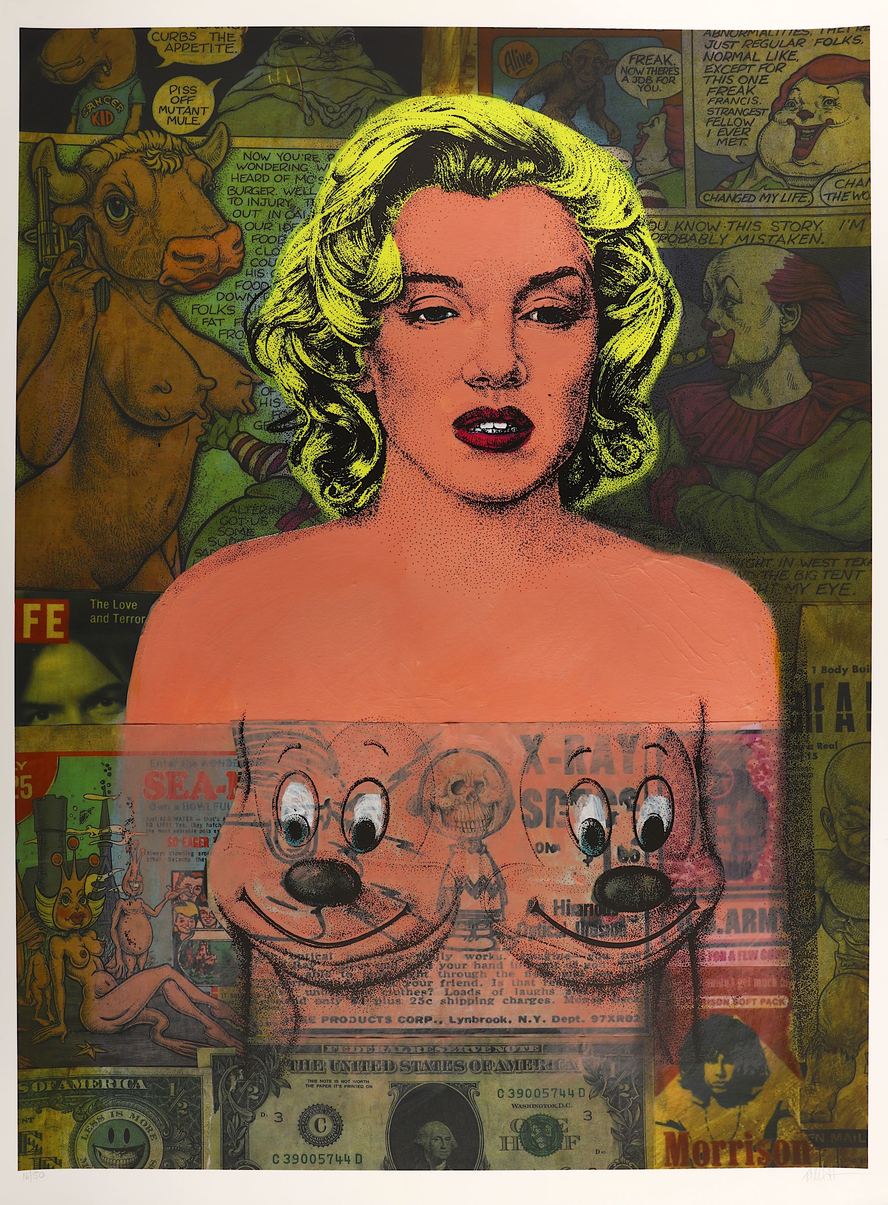 Ron English (American b.1966), 'Marilyn Comic', 2011, archival pigment print and screenprint on