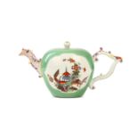 A RARE MEISSEN GREEN-GROUND TEAPOT AND COVER