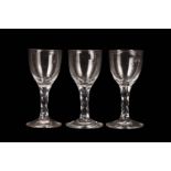 THREE FACET-CUT WINE GLASSES