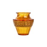AN AMBER GLASS VASE BY LUDWIG MOSER