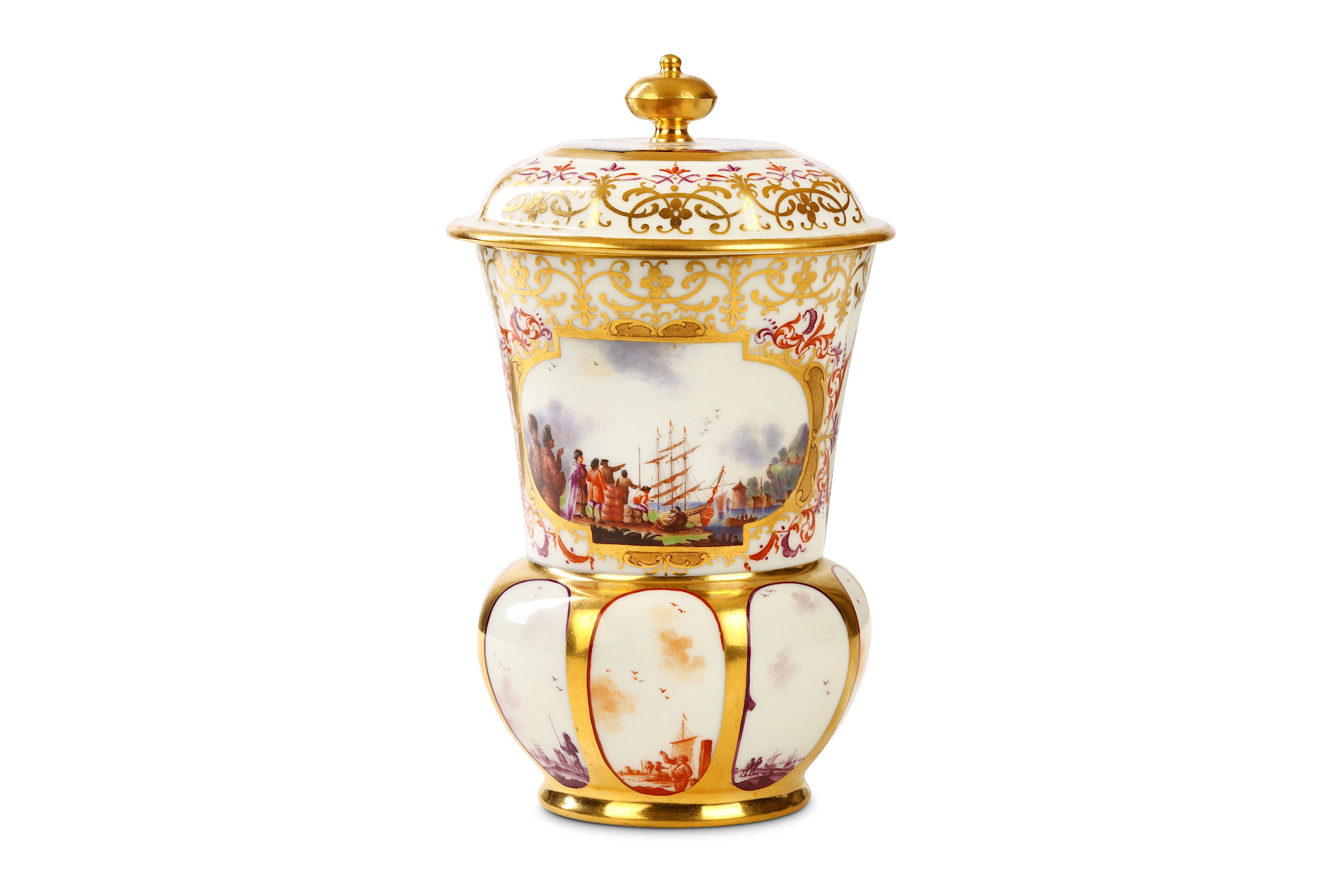 A MEISSEN BEAKER AND A COVER