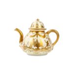 A RARE MEISSEN HAUSMALER TEAPOT AND COVER