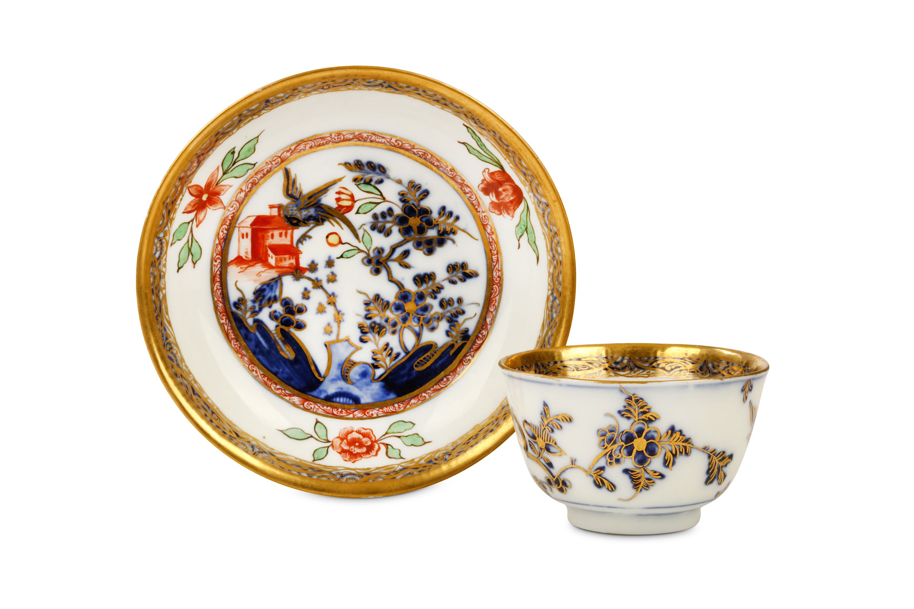 A MEISSEN HAUSMALER TEABOWL AND SAUCER