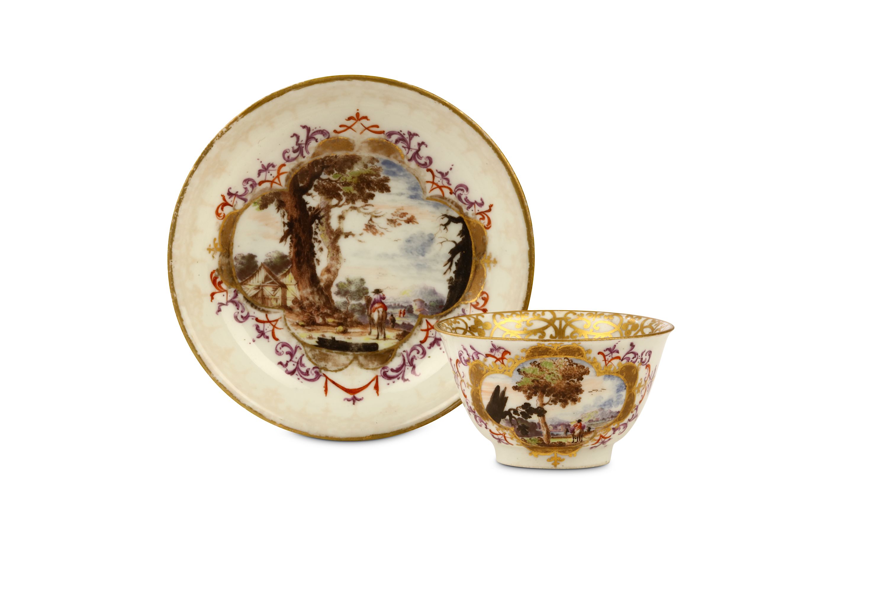 A MEISSEN TEABOWL AND SAUCER