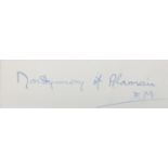 Montgomery of Alamein Blue ink signature ('Montgomery of Alamein F.M.') on oblong page, light