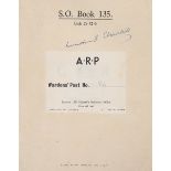 Churchill (Winston) Page removed from a stationery office book, signed by Winston Churchill in