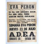 [Peron (Eva)] Advertisement for the ‘Semana Eva Peron’, dated 23 July, thin paper, slight