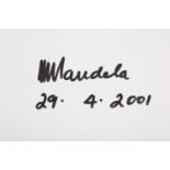 Mandela (Nelson) Off-white sheet boldly signed and dated ('NMandela, 29.4.2001') in black marker,