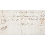 Fox (Charles James) Promissory note signed ('Charles James Fox')  reading "one year after date I