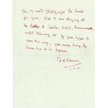 Montgomery of Alamein Autograph note signed ('M. of Alamein') on the verso of the typed letter he