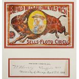 Buffalo Bill [William Frederick Cody] Vintage Sells-Floto Circus advertisement circular for