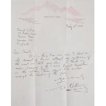 Hillary (Edmund) Autograph letter signed ('Ed Hillary') to the vendor on Himalayan Trust headed