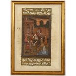 Two Persian gouaches depicting noblemen with attendants, larger 32 x 22cm (2)
