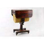A William IV rosewood ladie's dropleaf workbox or table, circa 1830, with a single drawer over a