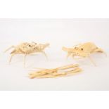 *** WITHDRAWN ***   A pair of Chinese bone carved lobsters, 19th Century, the realistically carved