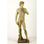A stone garden figure of David after Michelangelo, late 19th / early 20th Century, in standing