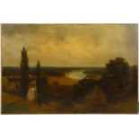 Attributed to J Lewis (British, 19th Century), The Thames from Richmond Hill, signed lower left, oil