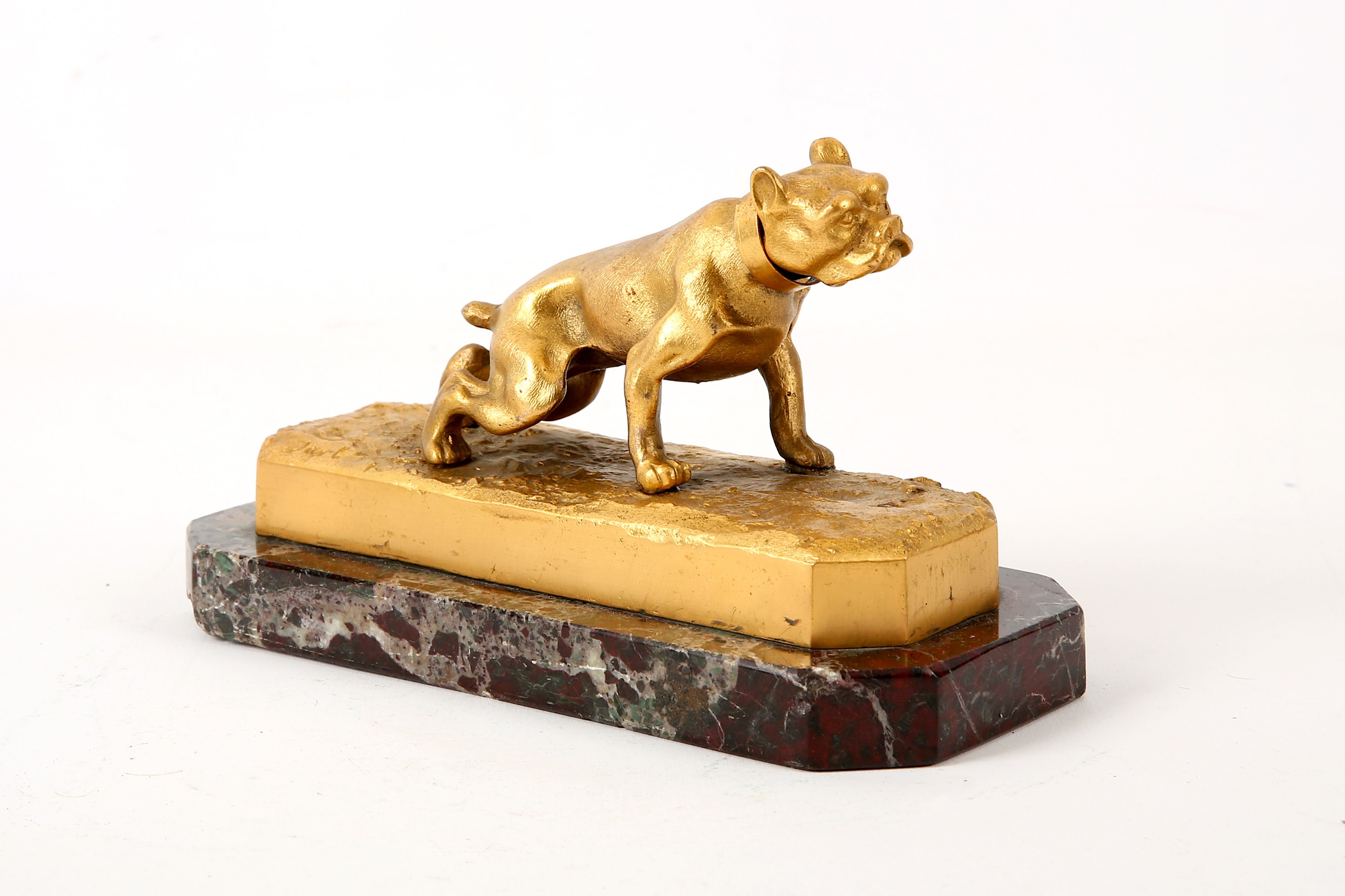 Otto Jarl for Bergman, an Austrian gilt bronze model of a bulldog, signed 'Jarl'