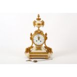 A French marble and ormolu mantle clock, 19th Century, the movement by Japy Freres, the white