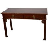 A good reproduction Chippendale revival mahogany side table, with two blind fret drawers, on