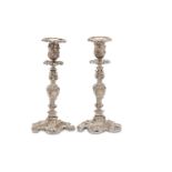 A pair of Victorian silver-plated candlesticks, Birmingham 1853, by Elkington & co