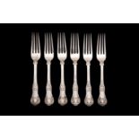 A set of Six William IV antique sterling silver table forks, London 1834 by William Eaton