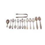 A mixed group of flatware including a set of six George III antique sterling silver teaspoons, Londo