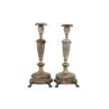 A pair of late 19th/early 20th century German 800 standard silver candlesticks, Bresalu, by Julius L