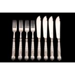 A Victorian antique sterling silver set of fish eaters, London 1895 by Holland, Aldwinckle & Slater