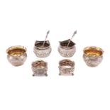 A mixed group of Victorian antique sterling silver salts