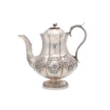 A William IV antique sterling silver coffee pot, London 1834, by William Hewitt