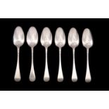 A set of six George II antique sterling silver ‘fancy back’ tablespoon, London 1754 by Ebenezer Cok