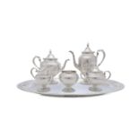 A 20th century American sterling silver five-piece tea and coffee service with tray, by Gorham