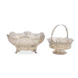 A mixed group of two sterling silver pierced dishes, comprising a George VI footed bowl, Sheffield 1