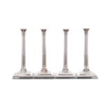 A rare set of four George III Irish antique sterling silver candlesticks, Dublin circa 1770 by Richa