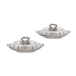A pair of early Victorian antique sterling silver entrée dishes, London 1838 by Paul Storr