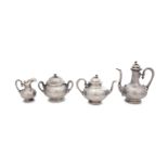 A late 19th century French 950 standard silver four-piece tea and coffee service, by Charles Harleux