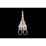 A pair of George IV antique sterling silver grape scissors, London 1825, by Charles Rawlings